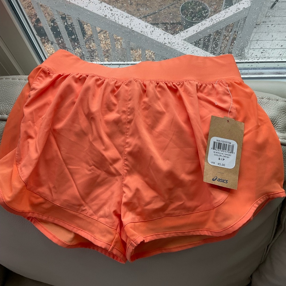 NWT S Asics Women's Bright Coral Athletic Running Shorts